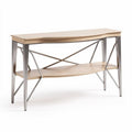Wood and metal console table with lower shelf 120 x 40 x 75cm for living room use